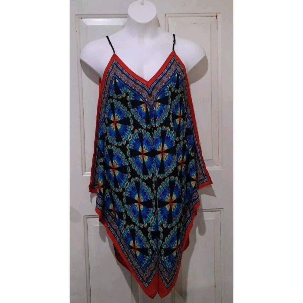 Womens Handkerchief Top, Boho Hippie, Vibrant Colors, Meraki, SZ L